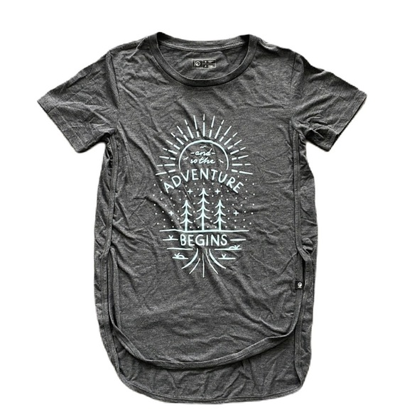SzS Tentree Charcoal Grey with teal print  Graphic Short Sleeve T Shirt VGUC - Picture 7 of 12